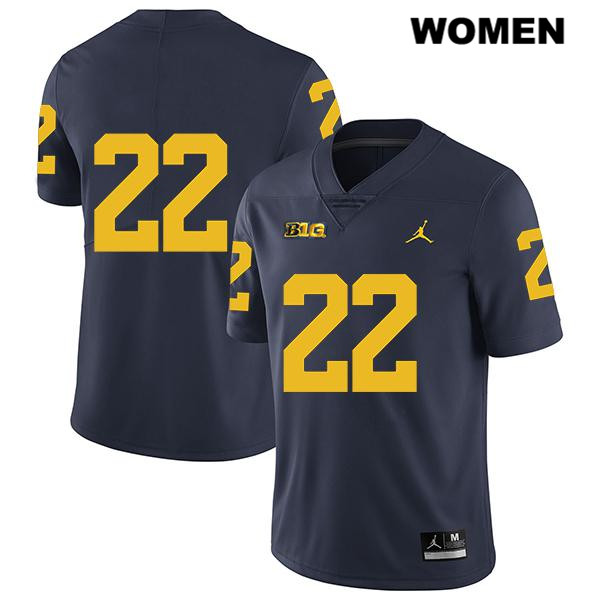Women's NCAA Michigan Wolverines George Johnson #22 No Name Navy Jordan Brand Authentic Stitched Legend Football College Jersey QY25A38CP
